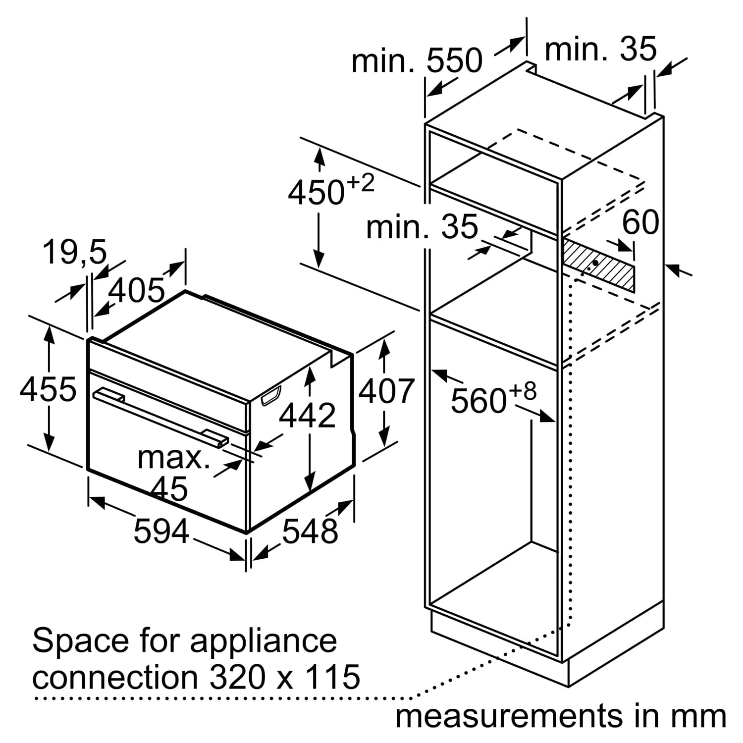 Bosch CSG7361B1 Built-In Electric Compact Oven with Steam / AirFry Function, 45cm High, Black image 7