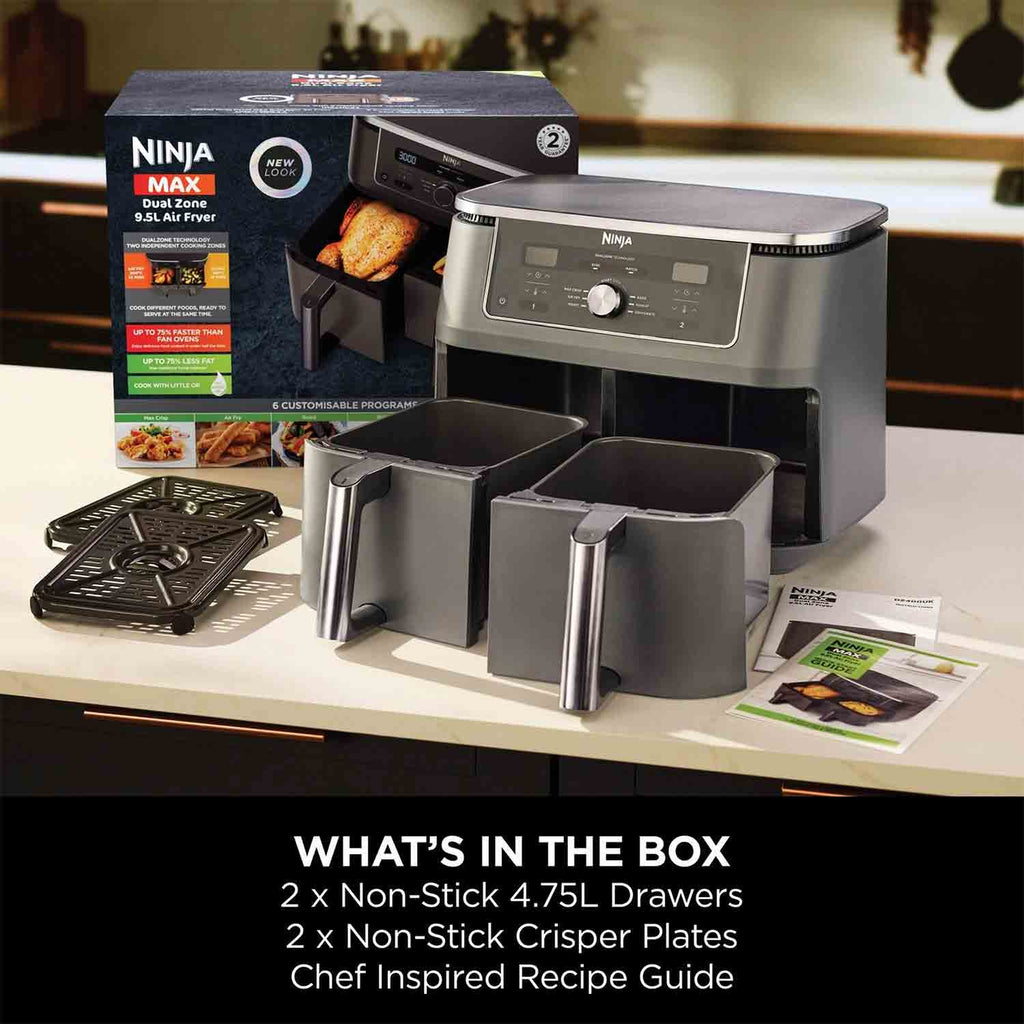 Ninja 9.5 litre MAX 6-in-1 Dual Zone Air Fryer in Gun Metal Grey - DZ400UK image 3