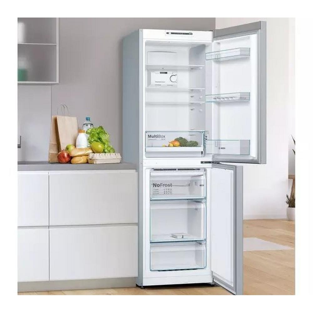 Bosch KGN34NLEAG 186cm Tall Fridge Freezer, 193L Fridge, 105L Freezer, 60cm Wide, NoFrost, Silver image 2