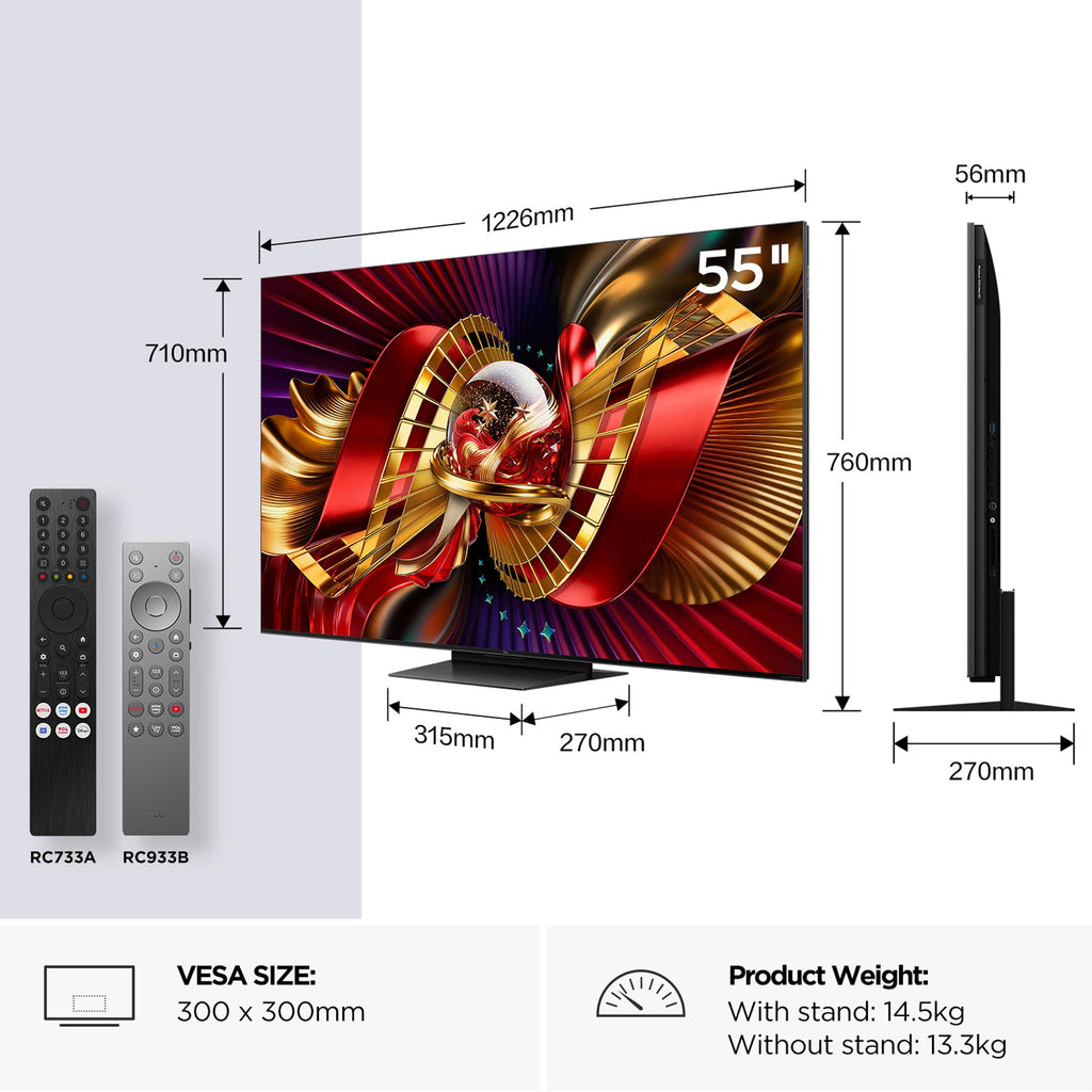 TCL 55C8L-UK 55 Inch, Ultra HD Flagship QD Mini LED Television, Google TV, Freeview HD