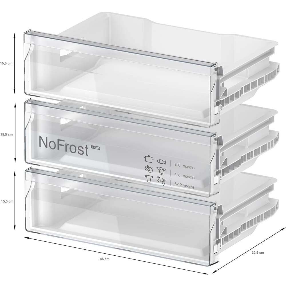 Bosch GUN21VFE0G Undercounter Integrated Fixed Hinge Freezer, 85 Litres, NoFrost, 60cm Wide image 7