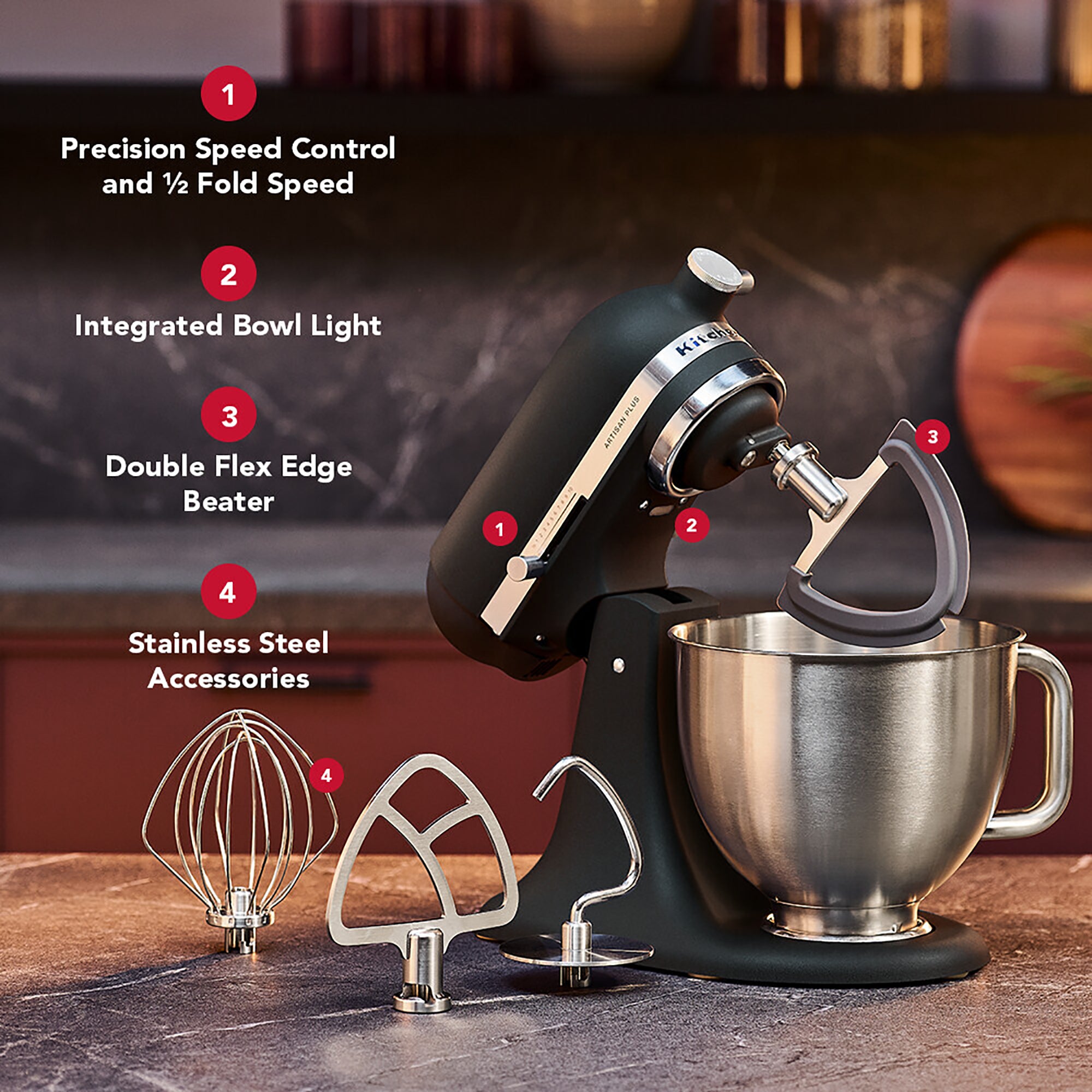 KitchenAid Artisan Plus 4.7L Tilt-Head Stand Mixer – 50 Cast Iron Black – 5KSM50PKVBBK