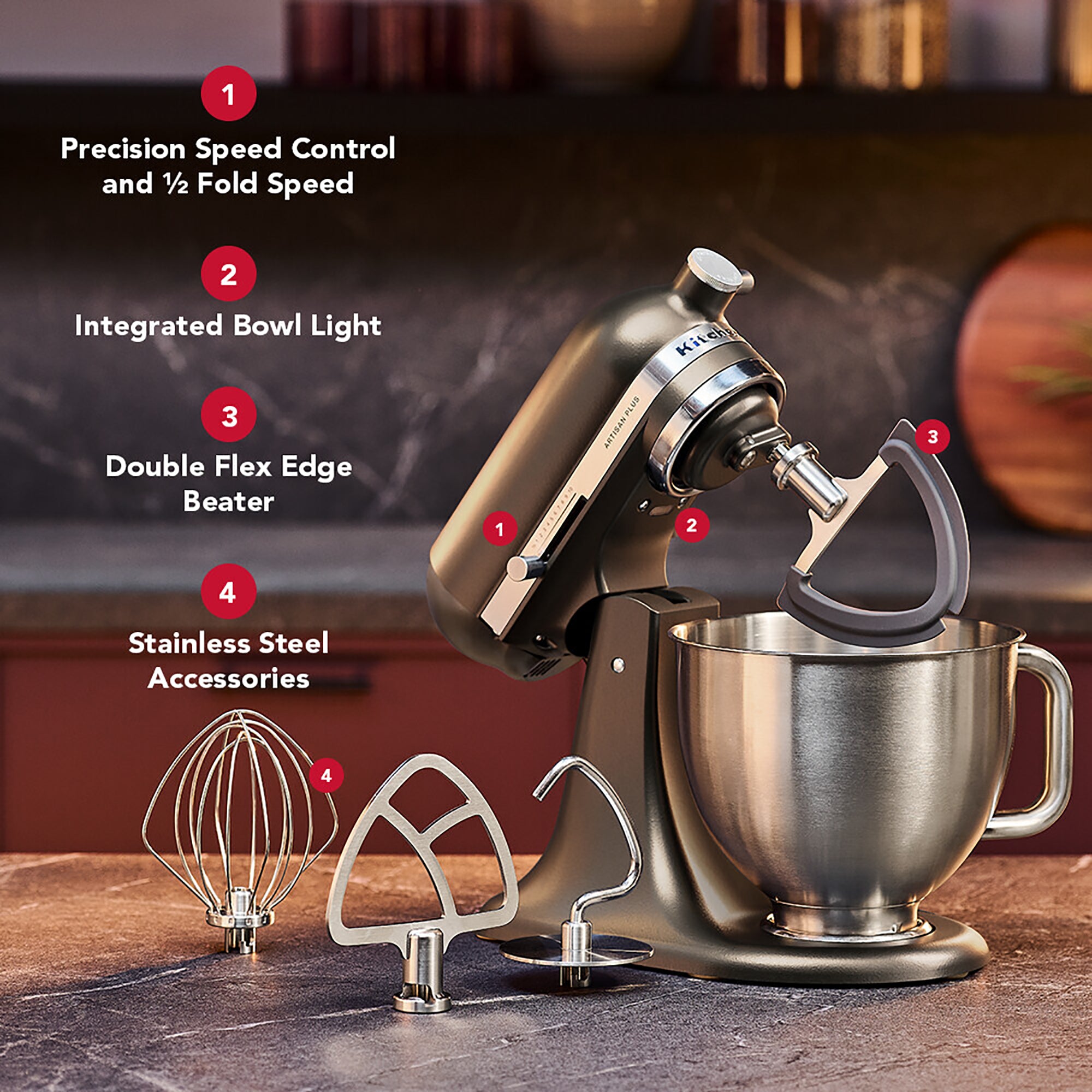 KitchenAid Artisan Plus 4.7L Tilt-Head Stand Mixer – 50 Iron Ore – 5KSM50PKVBIO