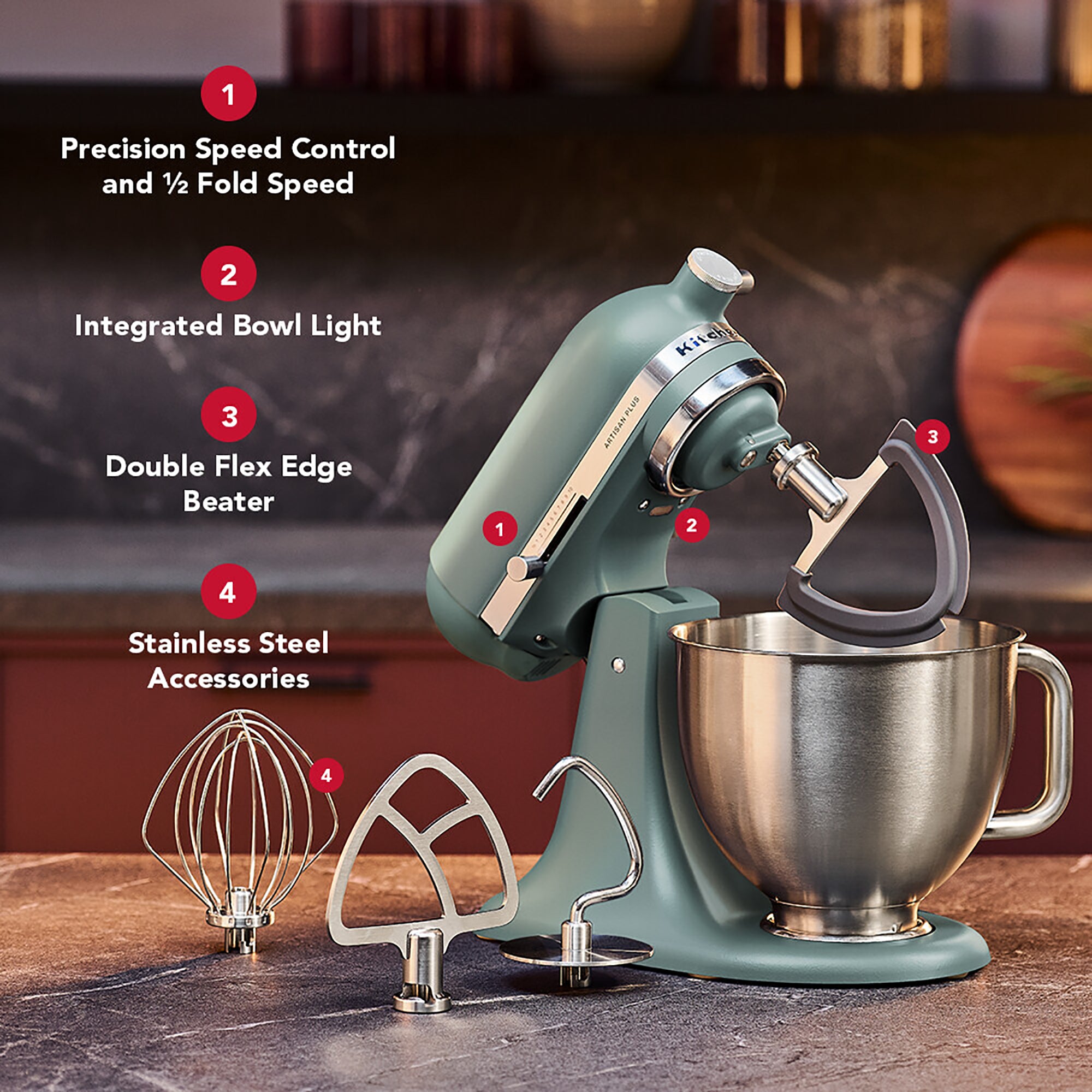 KitchenAid Artisan Plus 4.7L Tilt-Head Stand Mixer – 50 Mint Julep – 5KSM50PKVBMJ
