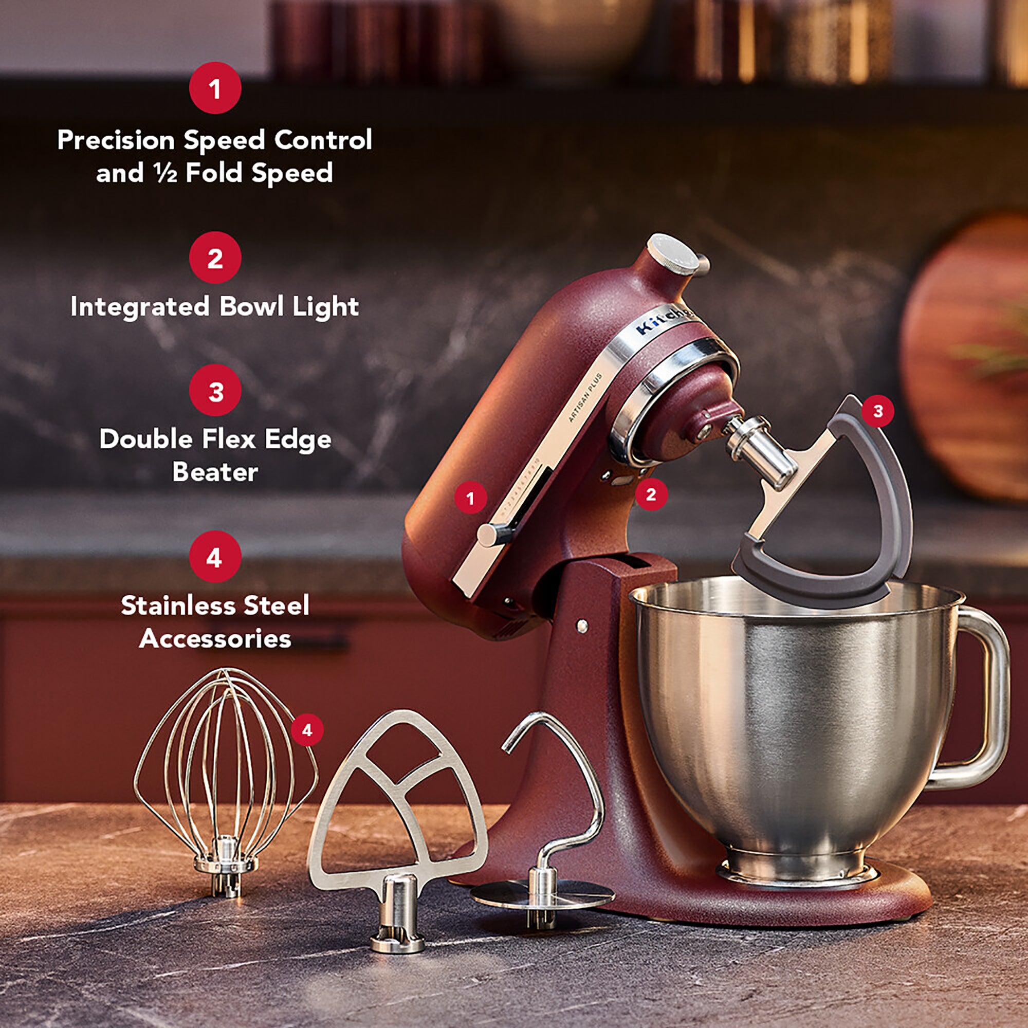 KitchenAid Artisan Plus 4.7L Tilt-Head Stand Mixer – 50 Sun Dried Tomato – 5KSM50PKVBSO