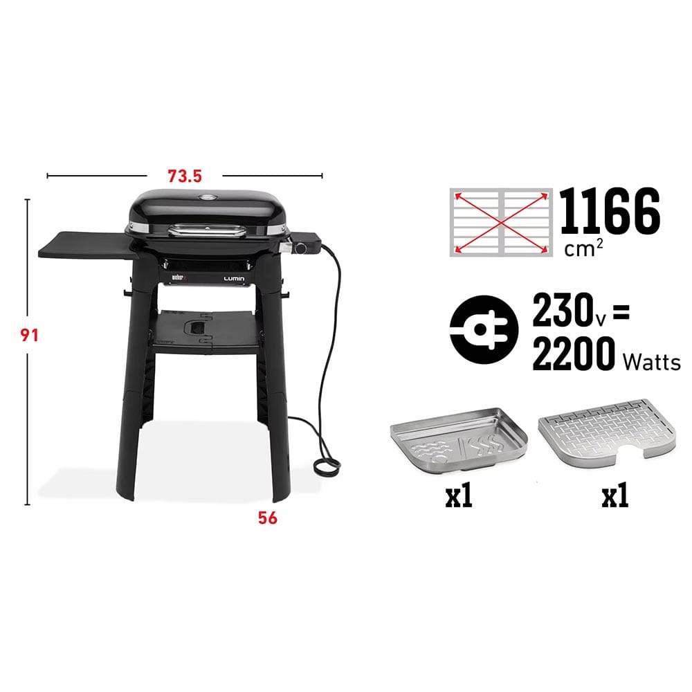 Weber Lumin Compact Electric Barbecue with Stand in Black - 91010874 image 2