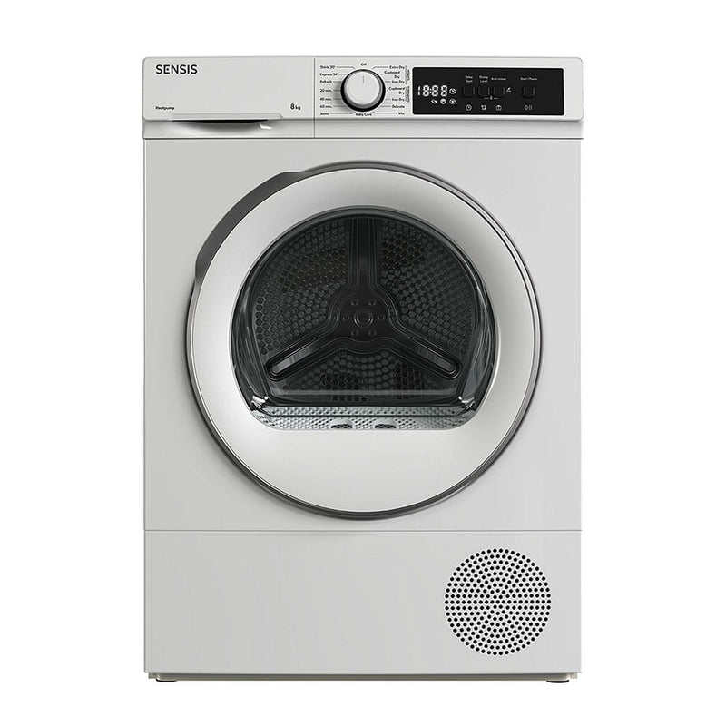 Sensis TDHF018A2W 8kg, Sensor Dry, Freestanding Heat Pump Tumble Dryer, White