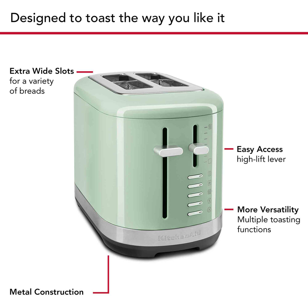 KitchenAid Manual Control 2 Slot Toaster in Pistachio 5KMT2109BPT image 2