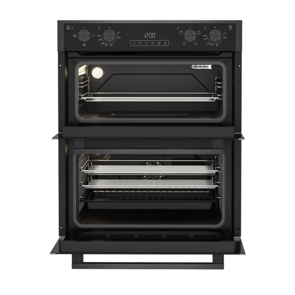 Blomberg ROTN9202DX Built Under Double Electric Oven, 72cm High, Main Oven Fan, Top Conventional Oven and Grill, Black Steel image 1