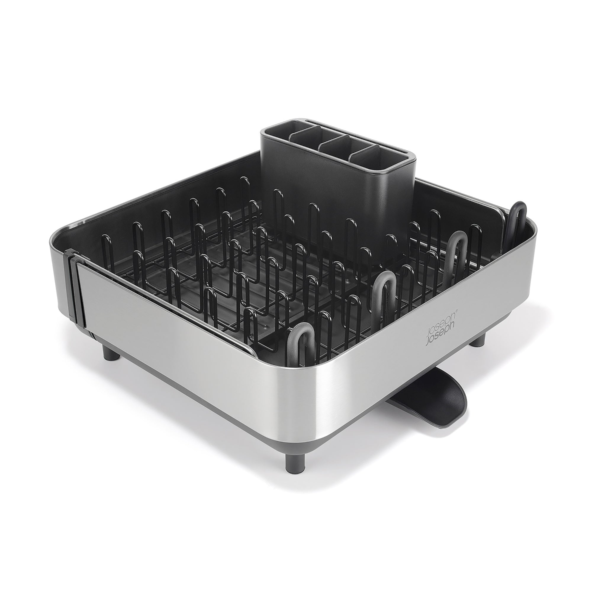 Joseph Joseph Extend™ Steel Plus Expandable Dish Drainer with Wine Glass Rack - Black (6500040)