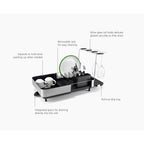 Joseph Joseph Extend™ Steel Plus Expandable Dish Drainer with Wine Glass Rack - Black (6500040)