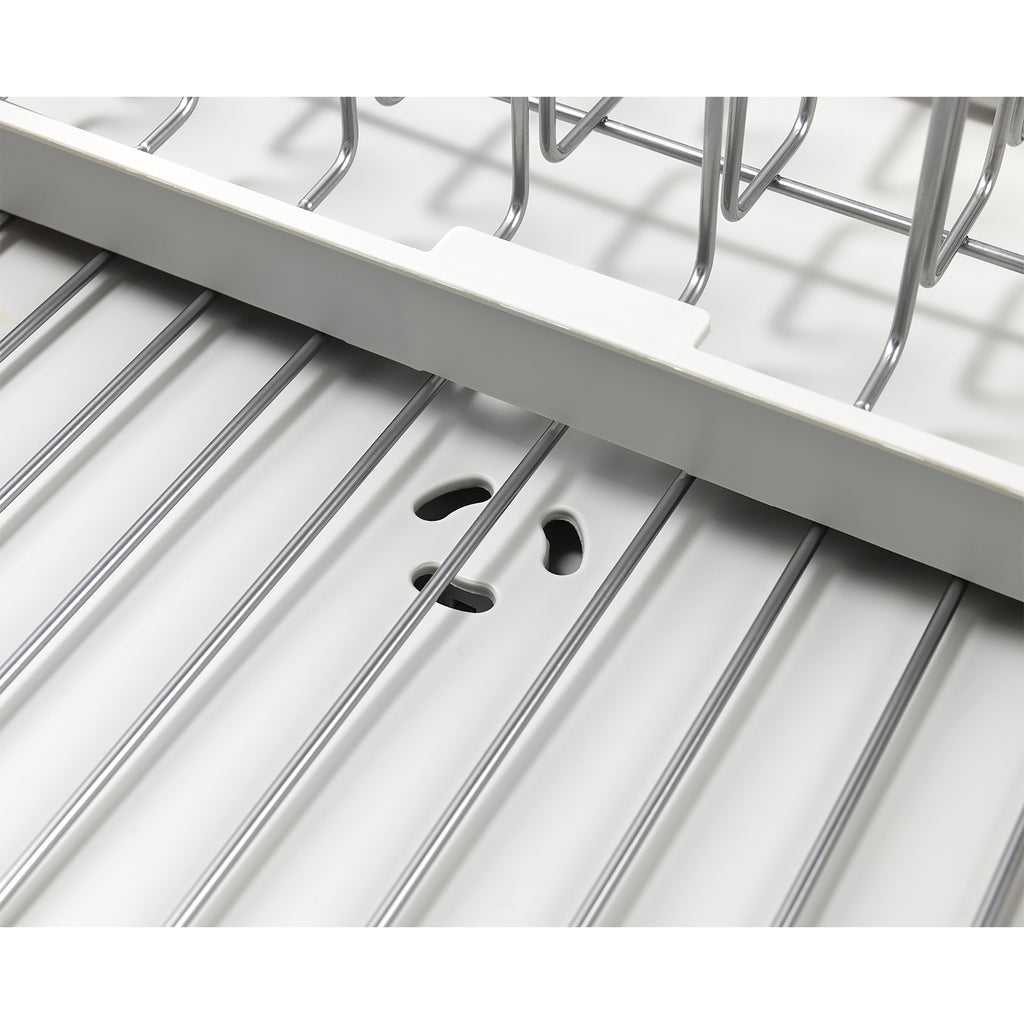 Joseph Joseph Extend™ Steel Plus Expandable Dish Drainer with Wine Glass Rack - Stone (6500041)
