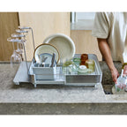 Joseph Joseph Extend™ Steel Plus Expandable Dish Drainer with Wine Glass Rack - Stone (6500041)