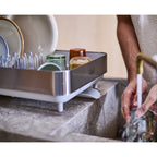 Joseph Joseph Extend™ Steel Plus Expandable Dish Drainer with Wine Glass Rack - Stone (6500041)