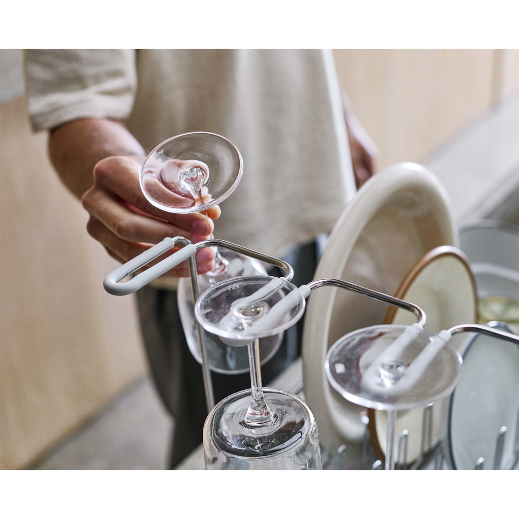Joseph Joseph Extend™ Steel Plus Expandable Dish Drainer with Wine Glass Rack - Stone (6500041)