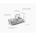 Joseph Joseph Extend™ Steel Plus Expandable Dish Drainer with Wine Glass Rack - Stone (6500041)