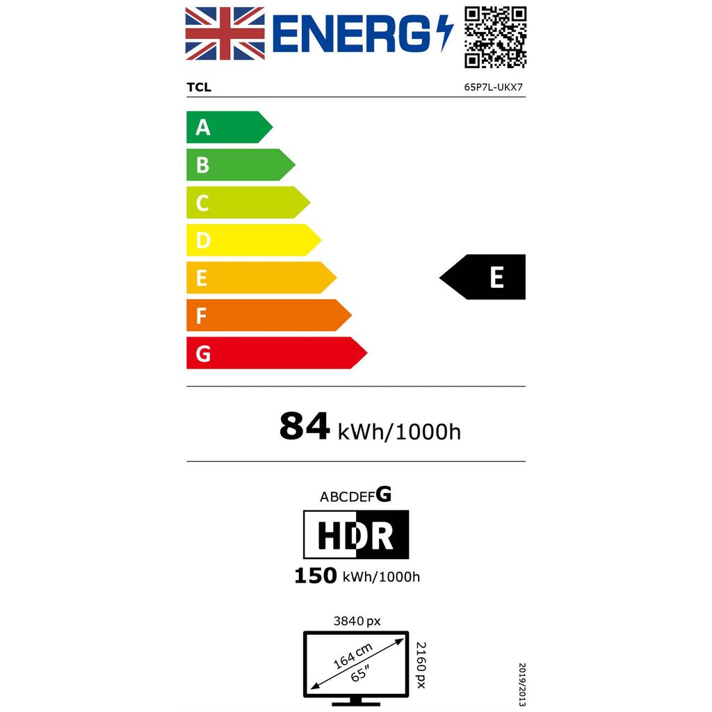 TCL 65P7L-UK 65 Inch, Ultra HD QLED Television, Google TV, Freeview HD