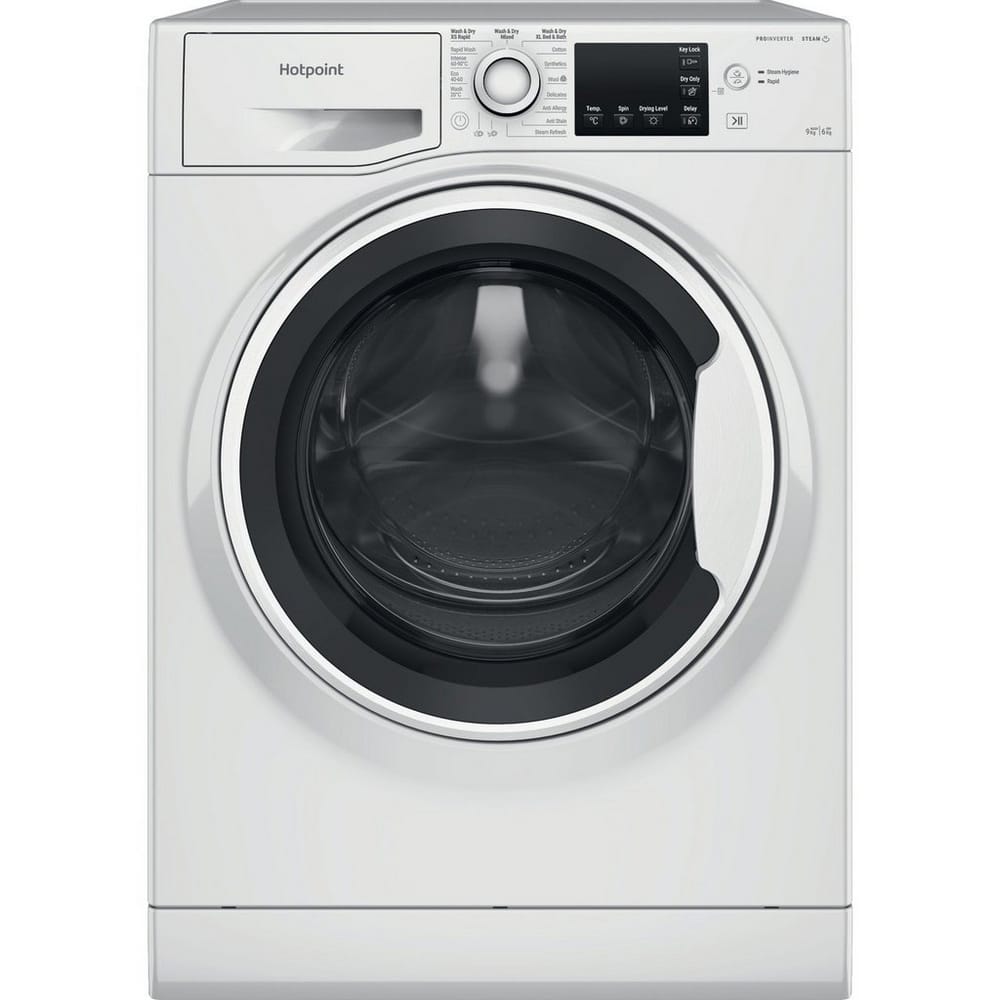 Hotpoint NDBE9635WUK 9kg Wash, 6kg Dry, 1400 Spin, Freestanding Washer Dryer, White 