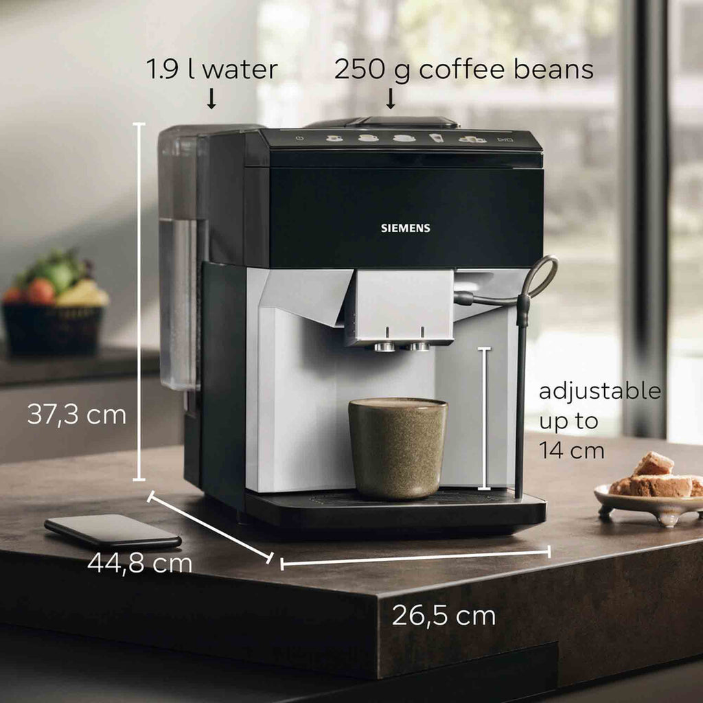 Siemens Fully Automatic Bean to Cup Coffee Machine in Black & Silver - TP515GB1 image 3