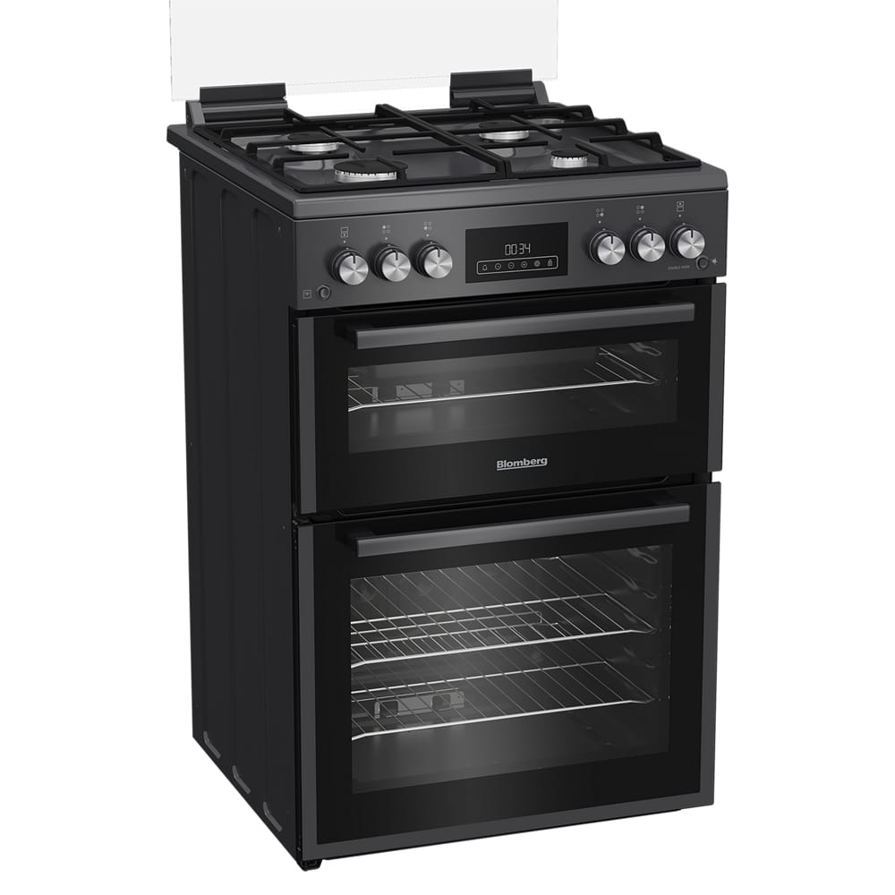 Blomberg GGRN655N 60cm Freestanding Gas Double Oven and Gas Grill Gas Cooker with Gas Hob, Graphite image 1