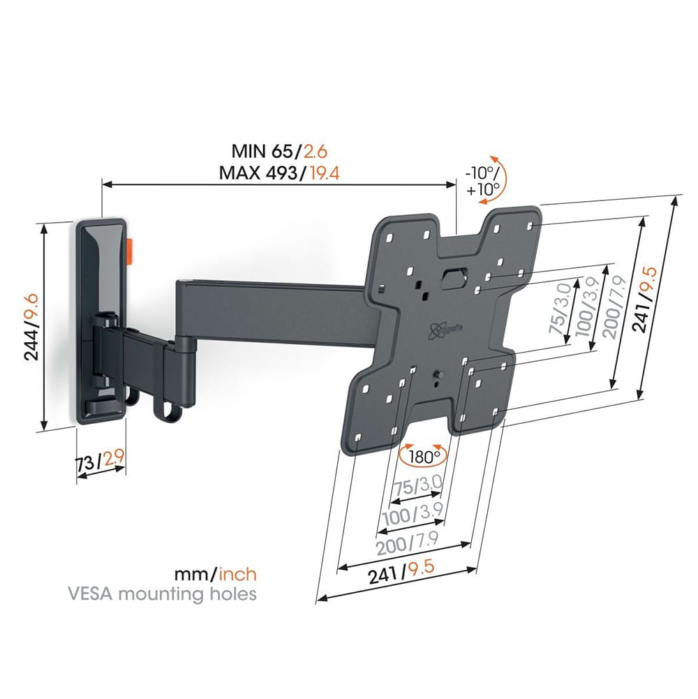 Vogels TVM3245B Full Motion Wall Bracket in Black image 2