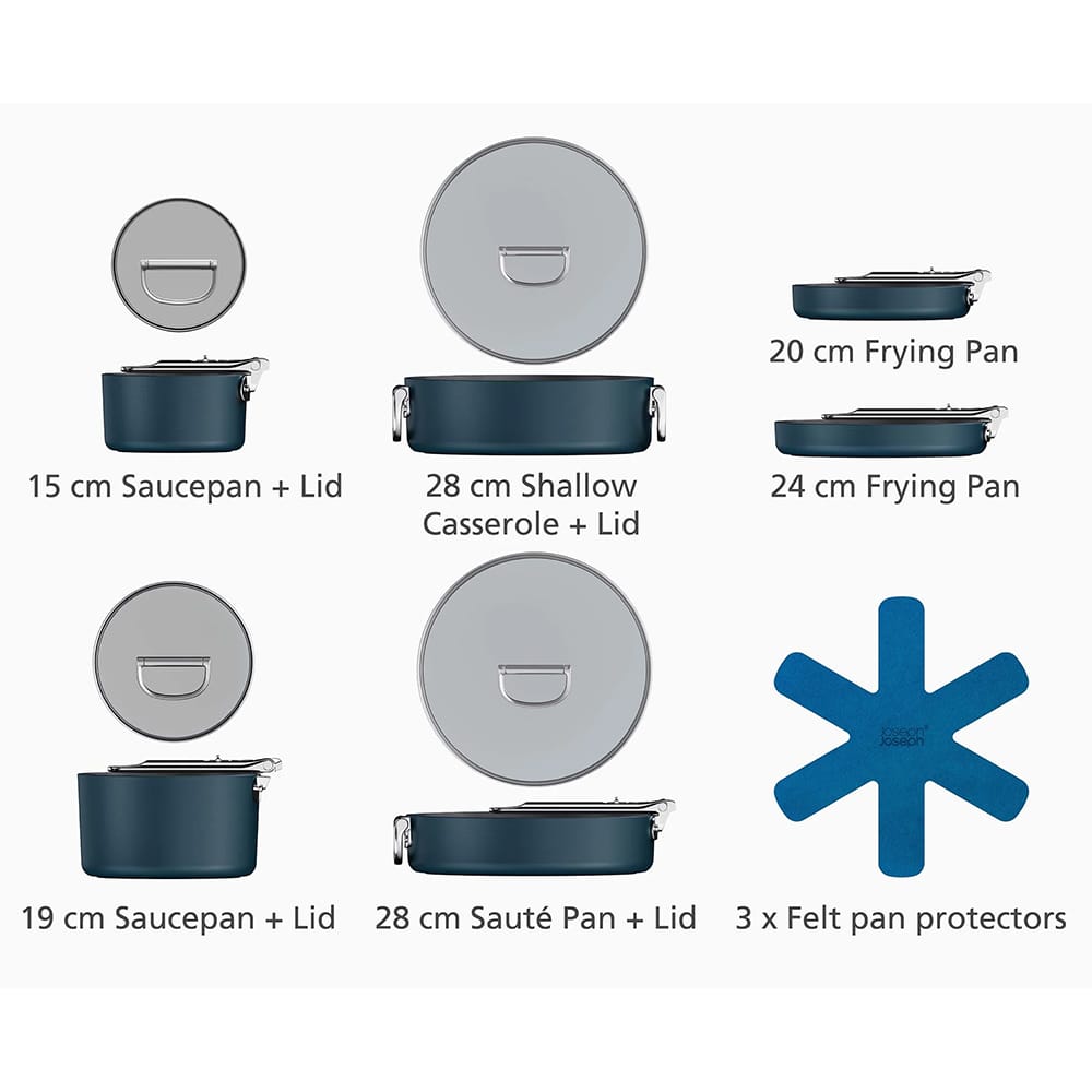 Joseph Joseph Space Folding Handle Ceramic Non-stick 6-piece Cookware Set in Blue - 45086 image 4