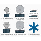 Joseph Joseph Space Folding Handle Ceramic Non-stick 6-piece Cookware Set in Blue - 45086 image 4