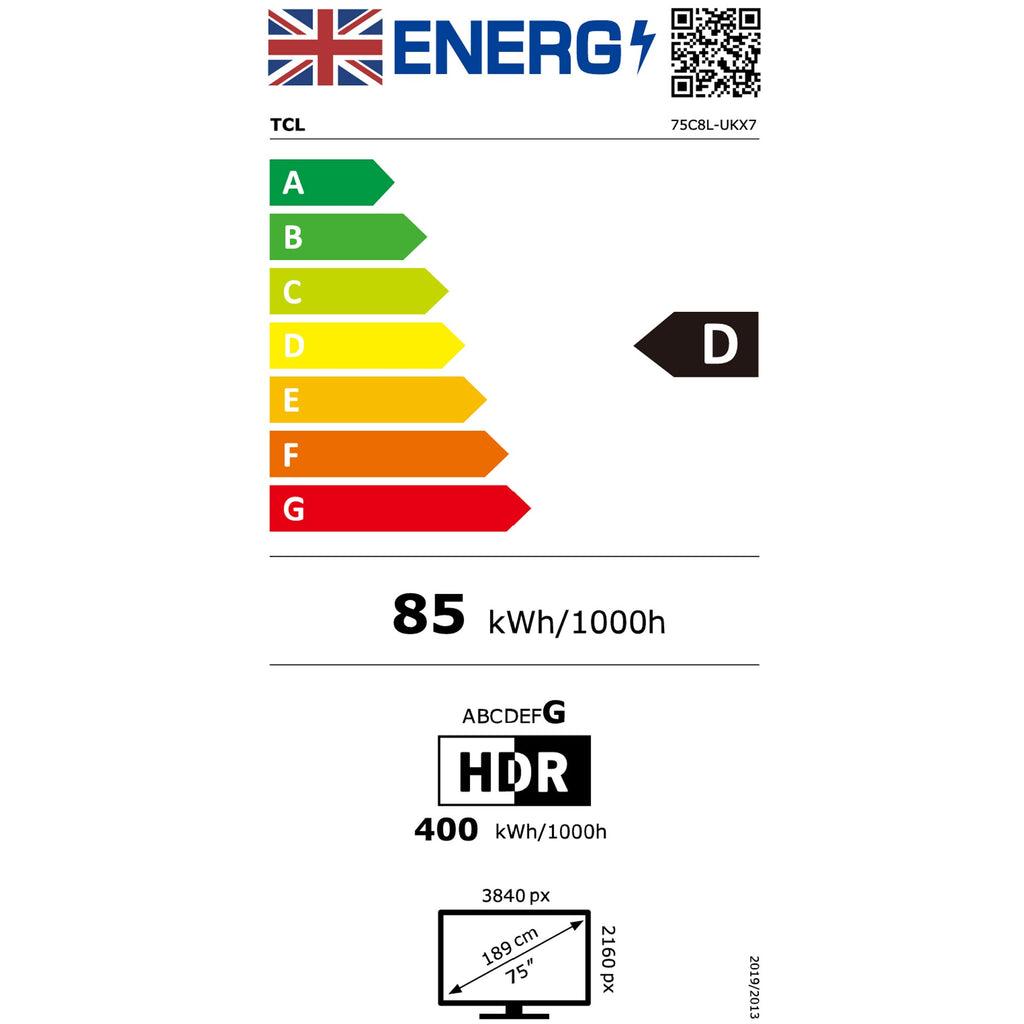 TCL 75C8L-UK 75 Inch, Ultra HD QD Mini LED Television, Google TV, Freeview HD