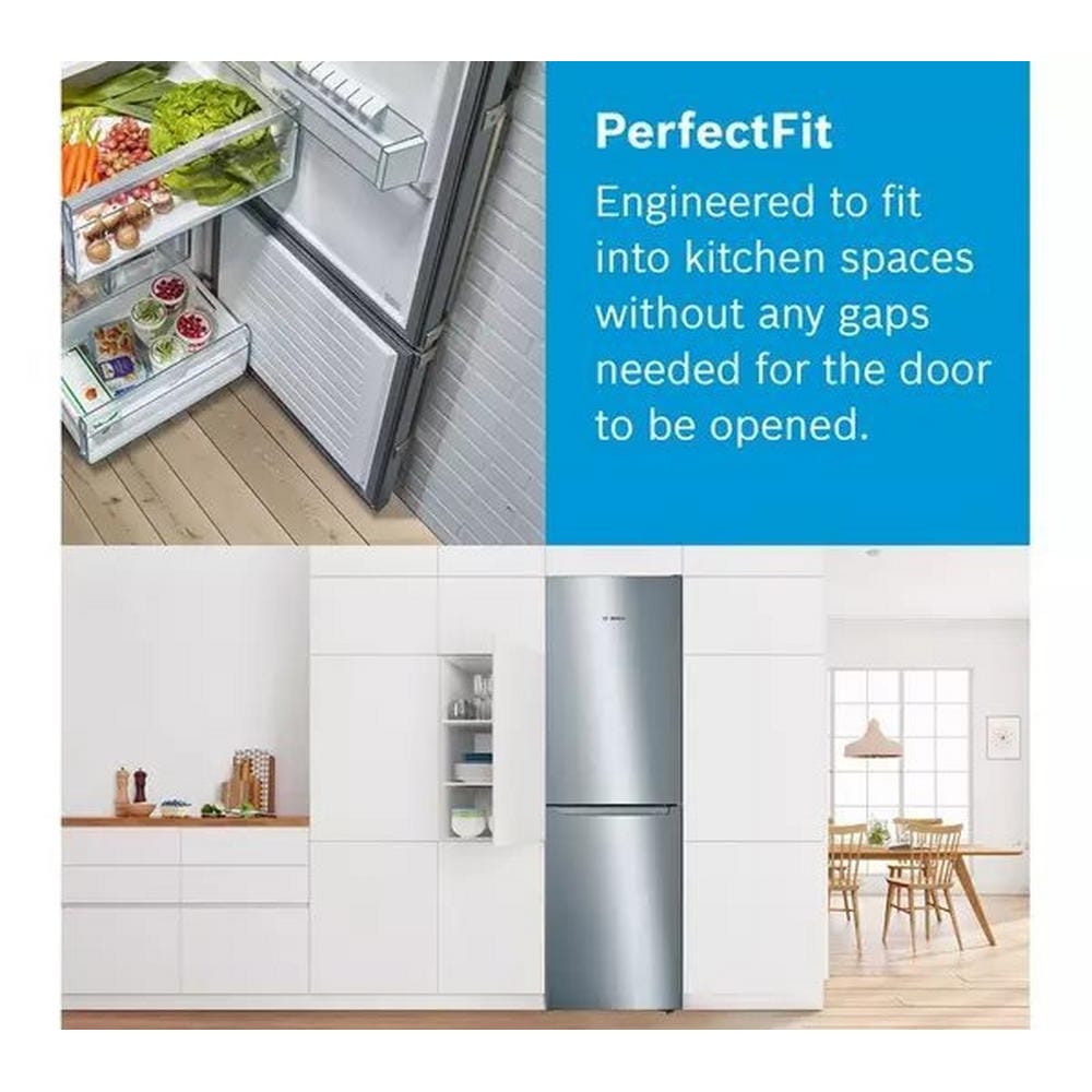 Bosch KGN34NLEAG 186cm Tall Fridge Freezer, 193L Fridge, 105L Freezer, 60cm Wide, NoFrost, Silver image 3