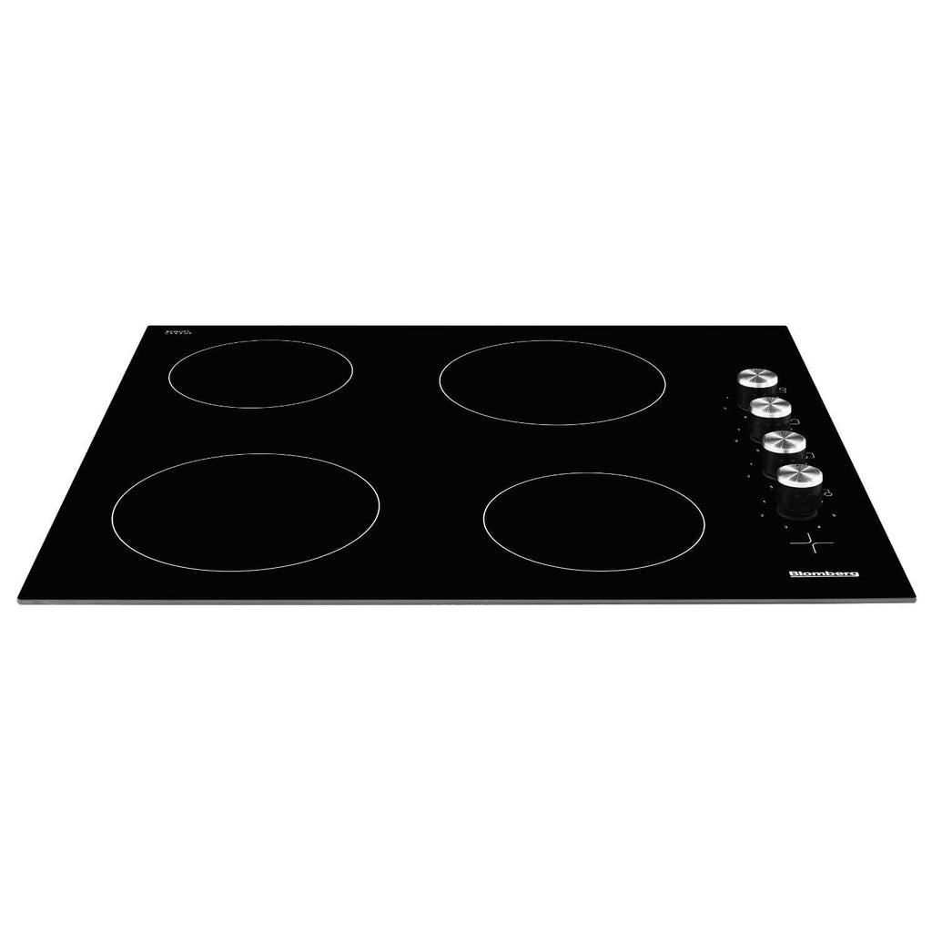 Blomberg MKN24001 60cm 4 Zone Built-In Electric Ceramic Hob with Rotary Control, 32 Amp, Black Glass image 1
