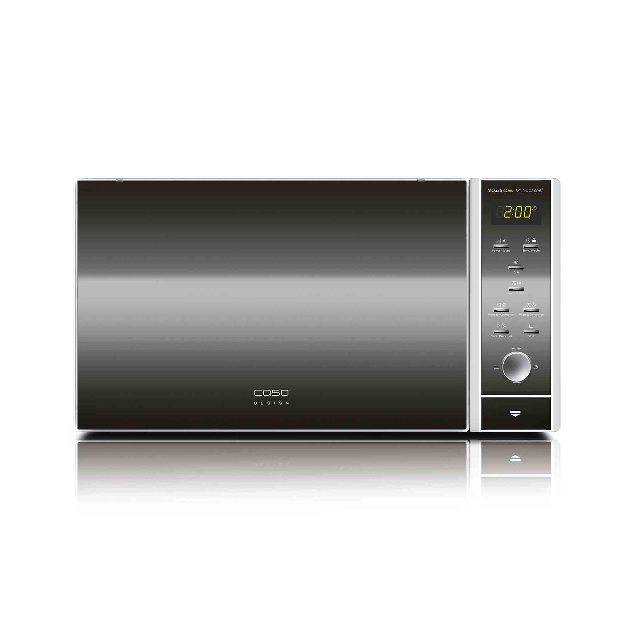 Caso Design MCG25 Ceramic Chef 25 Litre Microwave in Silver with Black Glass - 03351 image 0