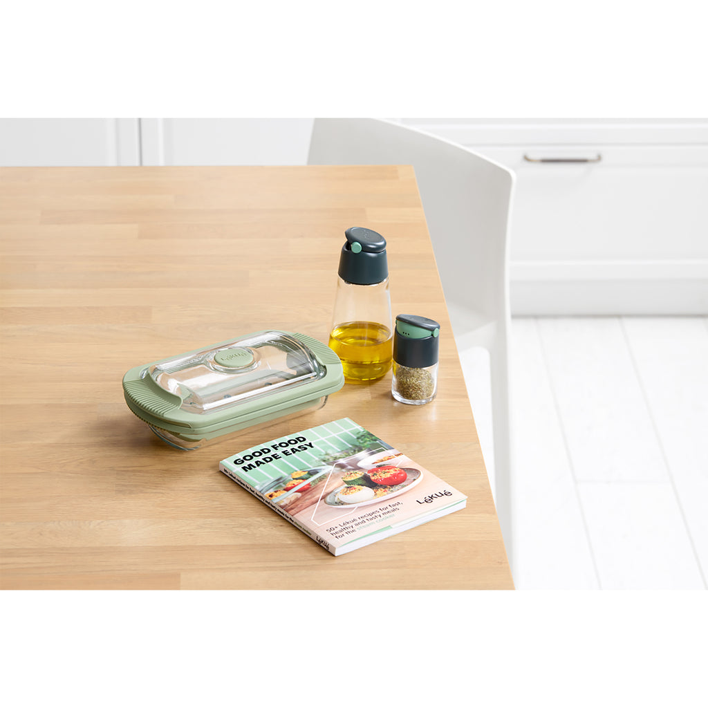 Lékué Glass Steam Cooker & Recipe Book Set - Green (890741)