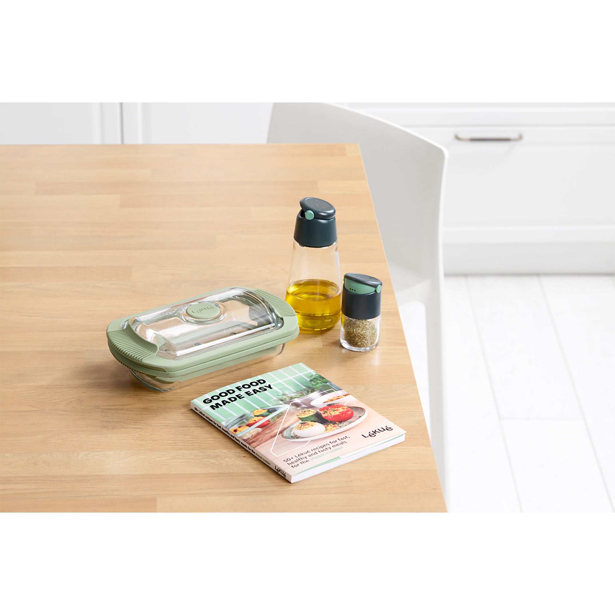Lékué Glass Steam Cooker & Recipe Book Set - Green (890741)