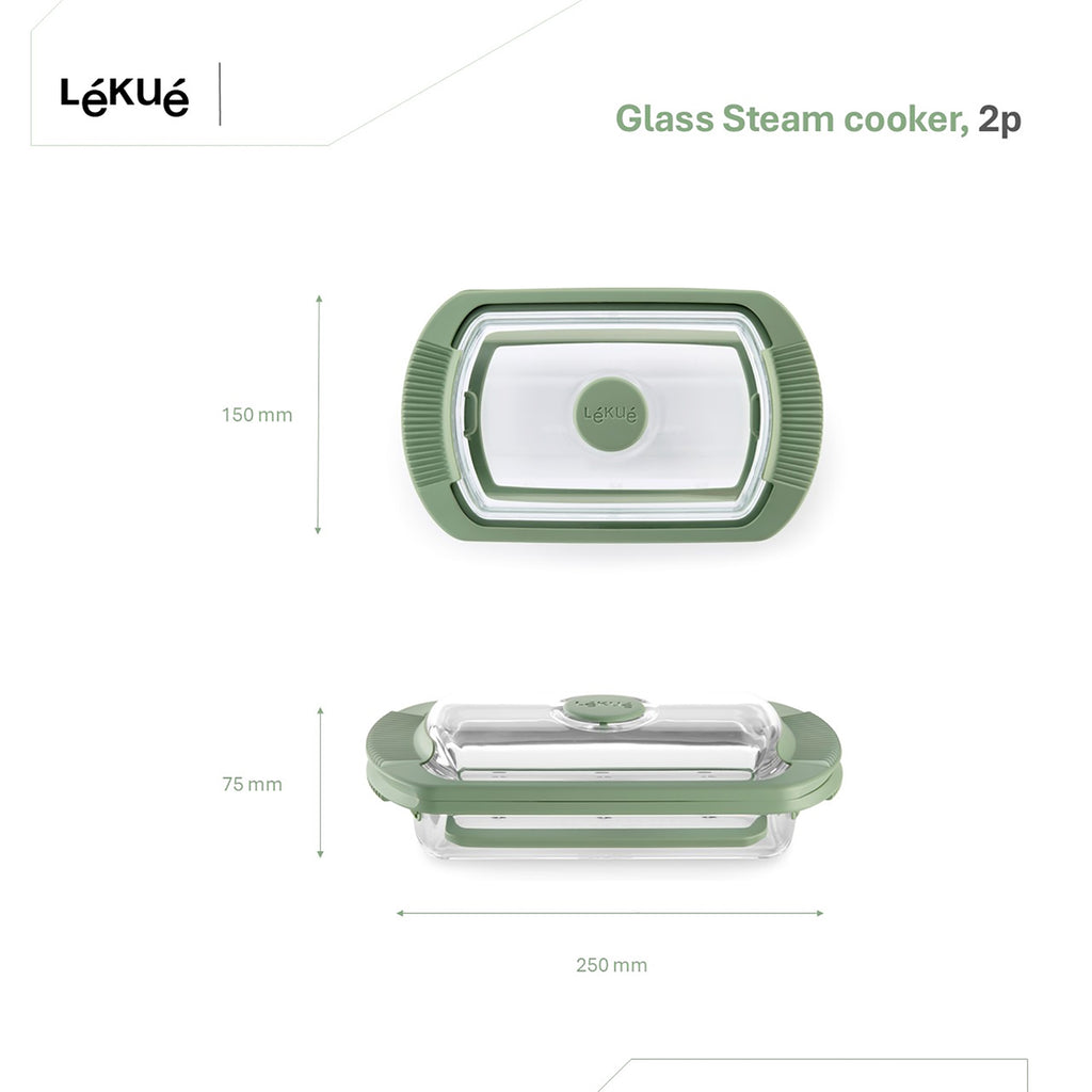 Lékué Glass Steam Cooker & Recipe Book Set - Green (890741)