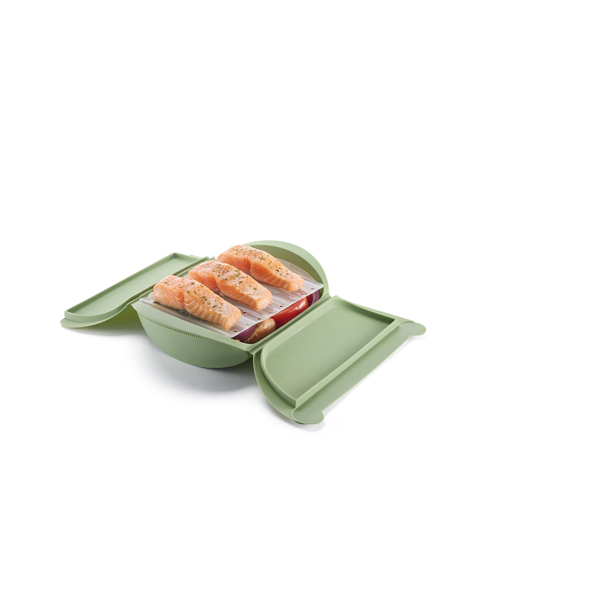 Lékué Steam Cooker with Tray & Recipe Book Set - Green (890826)