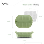 Lékué Steam Cooker with Tray & Recipe Book Set - Green (890826)
