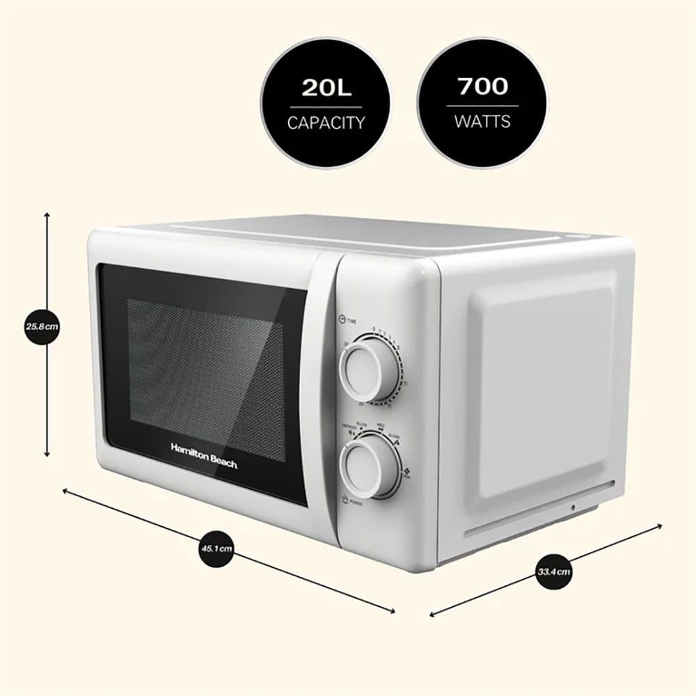 Hamilton Beach HBMX79SSW 20L 700W Manual Microwave in White image 2
