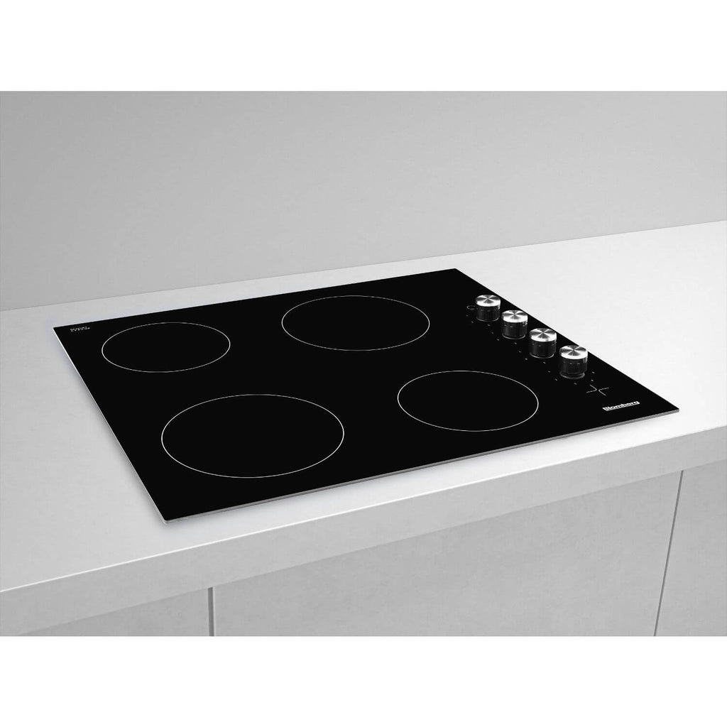Blomberg MKN24001 60cm 4 Zone Built-In Electric Ceramic Hob with Rotary Control, 32 Amp, Black Glass image 3