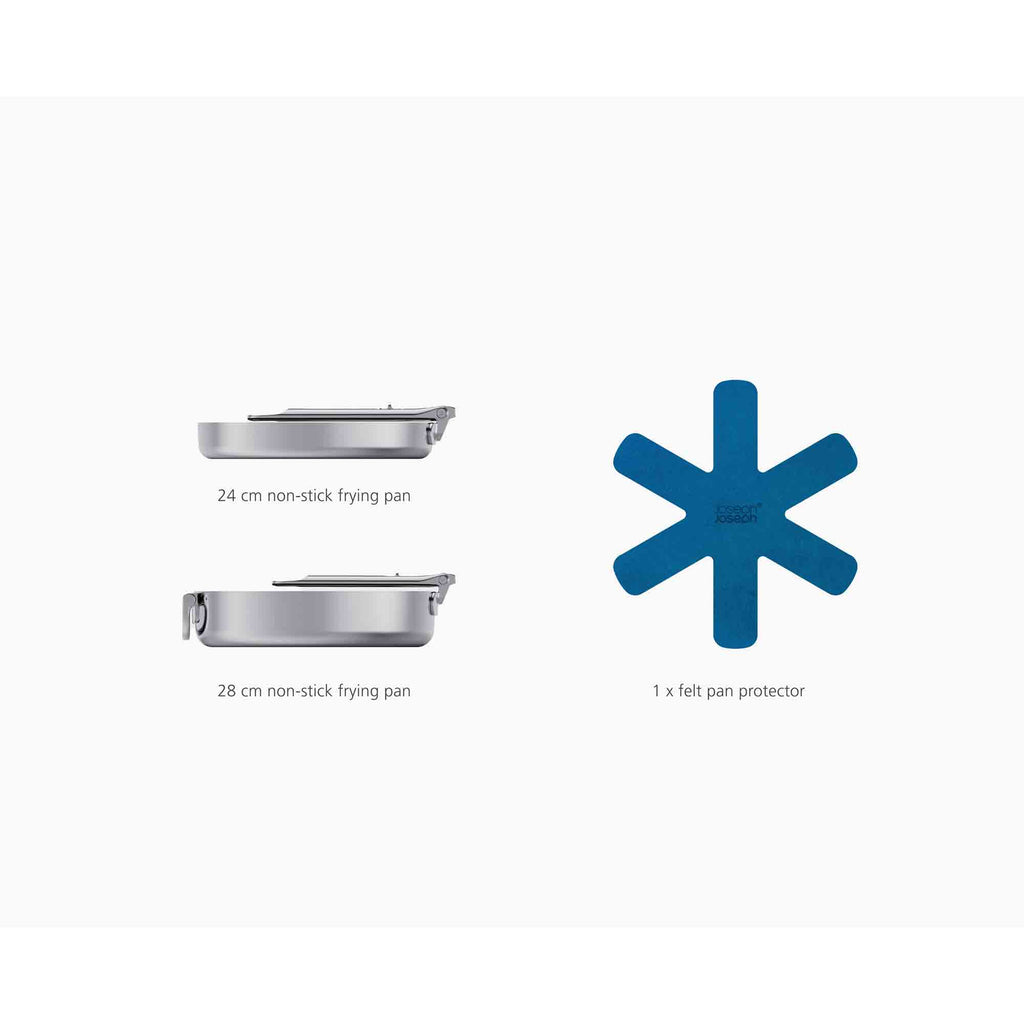 Joseph Joseph Space 2PC Steel Space Folding Handle Non-Stick Frying Pan Set - 1000019 image 2