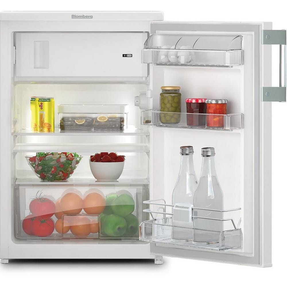 Blomberg TSM1544P Undercounter Fridge with Freezer, 101 Litre Fridge, 13 Litre Freezer, 54cm Wide, White image 1