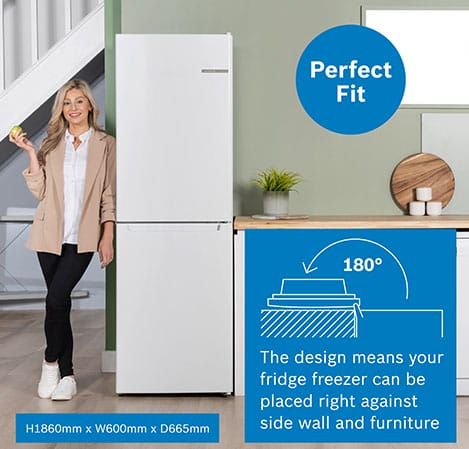 Bosch KGN34NWEAG 186cm Tall Fridge Freezer, 193 Litre Fridge, 107 Litre Freezer, 60cm Wide, Frost Free, White image 1