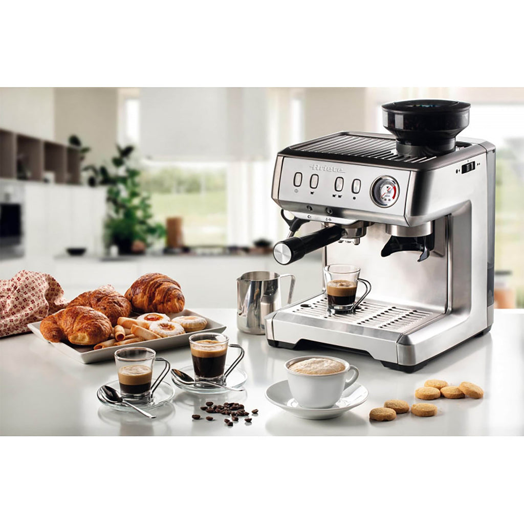 Ariete Espresso Coffee Machine with Integrated Grinder - Stainless Steel (AR1313)
