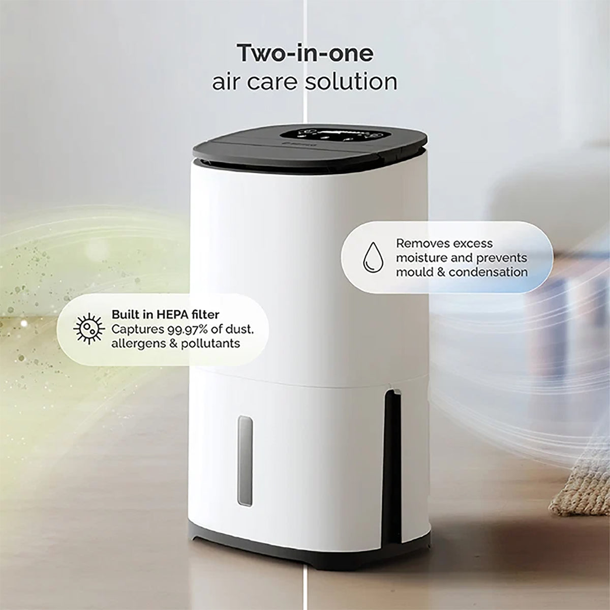 MeacoDry Arete® Two 20L Dehumidifier and Air Purifier in Charcoal - ARETETWOCHARCOAL20L
