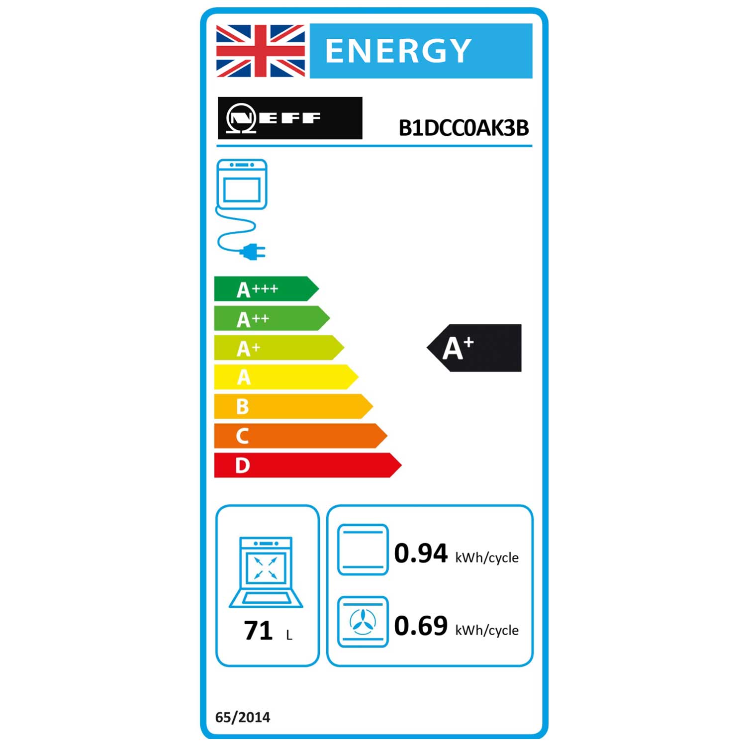 Neff B1DCC0AK3B Built In Single Electric Multifunction Oven with Grill, Black