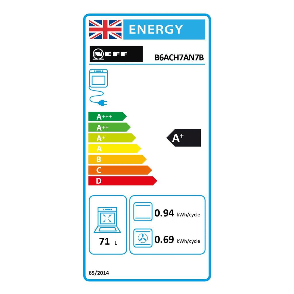 Neff B6ACH7AN7B Built in Single Oven, Multifunction Oven & Grill, PyroClean, Stainless Steel