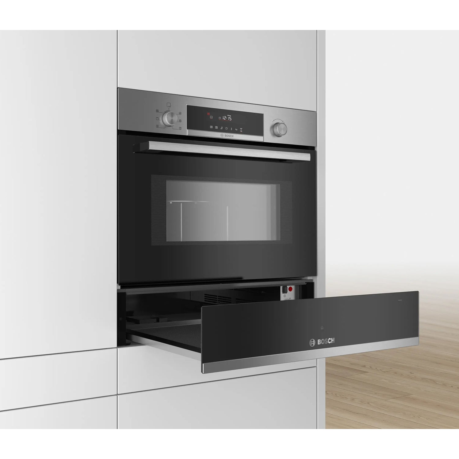 Bosch BIC510NS0B 14cm Warming Drawer, 40° C to 80° C Thermostat, Stainless Steel