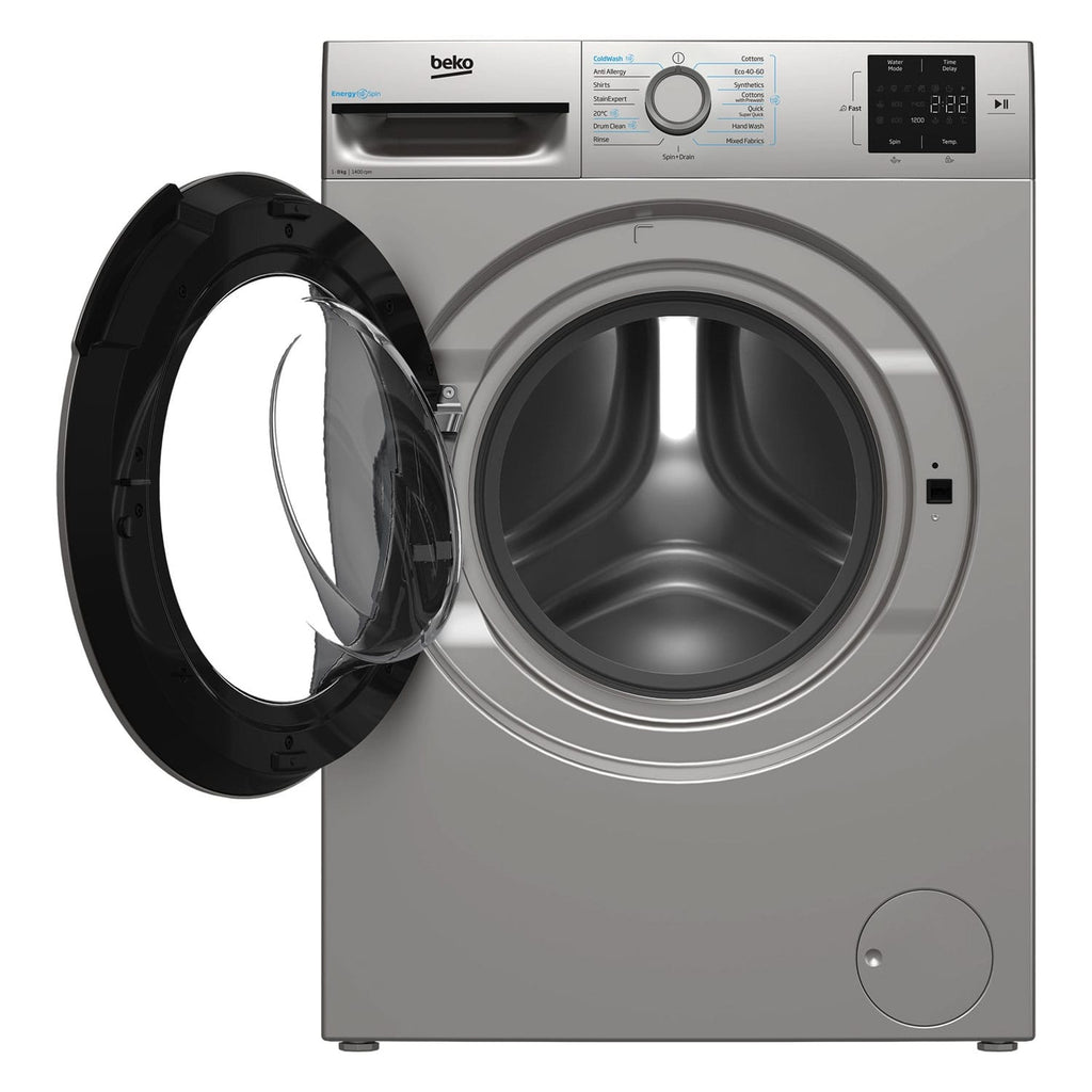 Beko BMN3WT3841S 8kg, 1400 Spin, Freestanding Washing Machine with Quick Wash, Silver