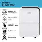 Black and Decker 30 Litre Dehumidifier with 24 Hour Timer - BXEH60008GB