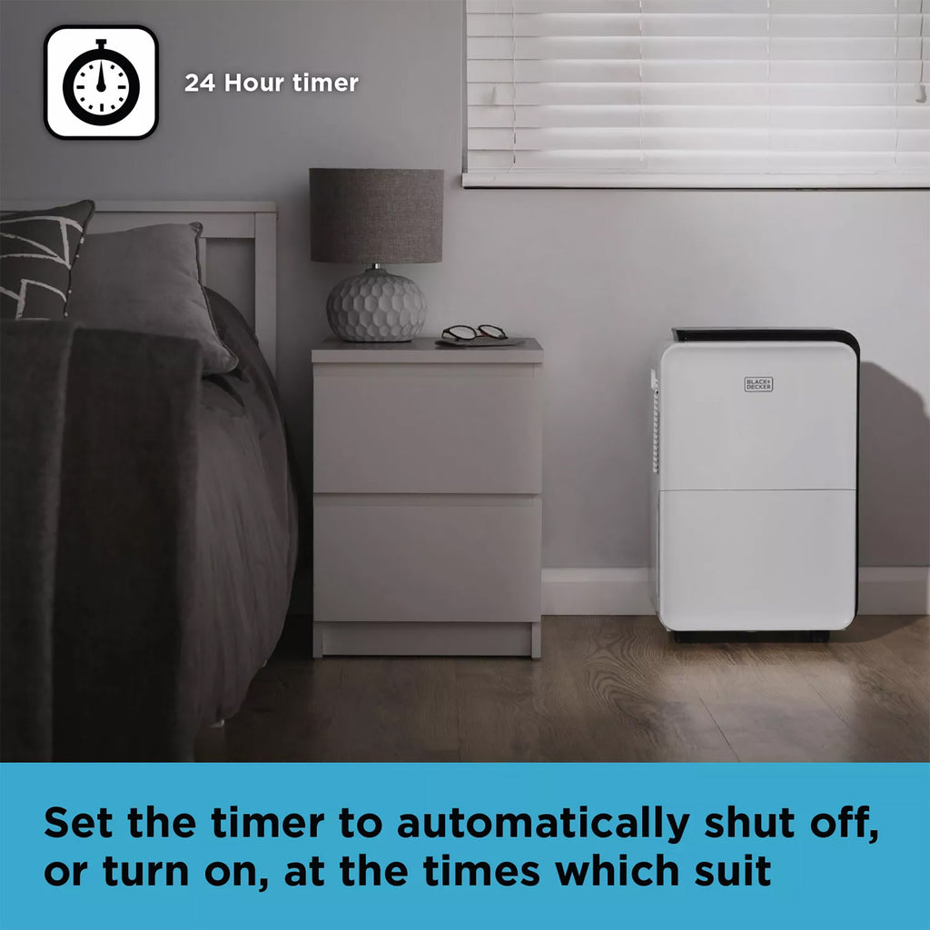 Black and Decker 30 Litre Dehumidifier with 24 Hour Timer - BXEH60008GB