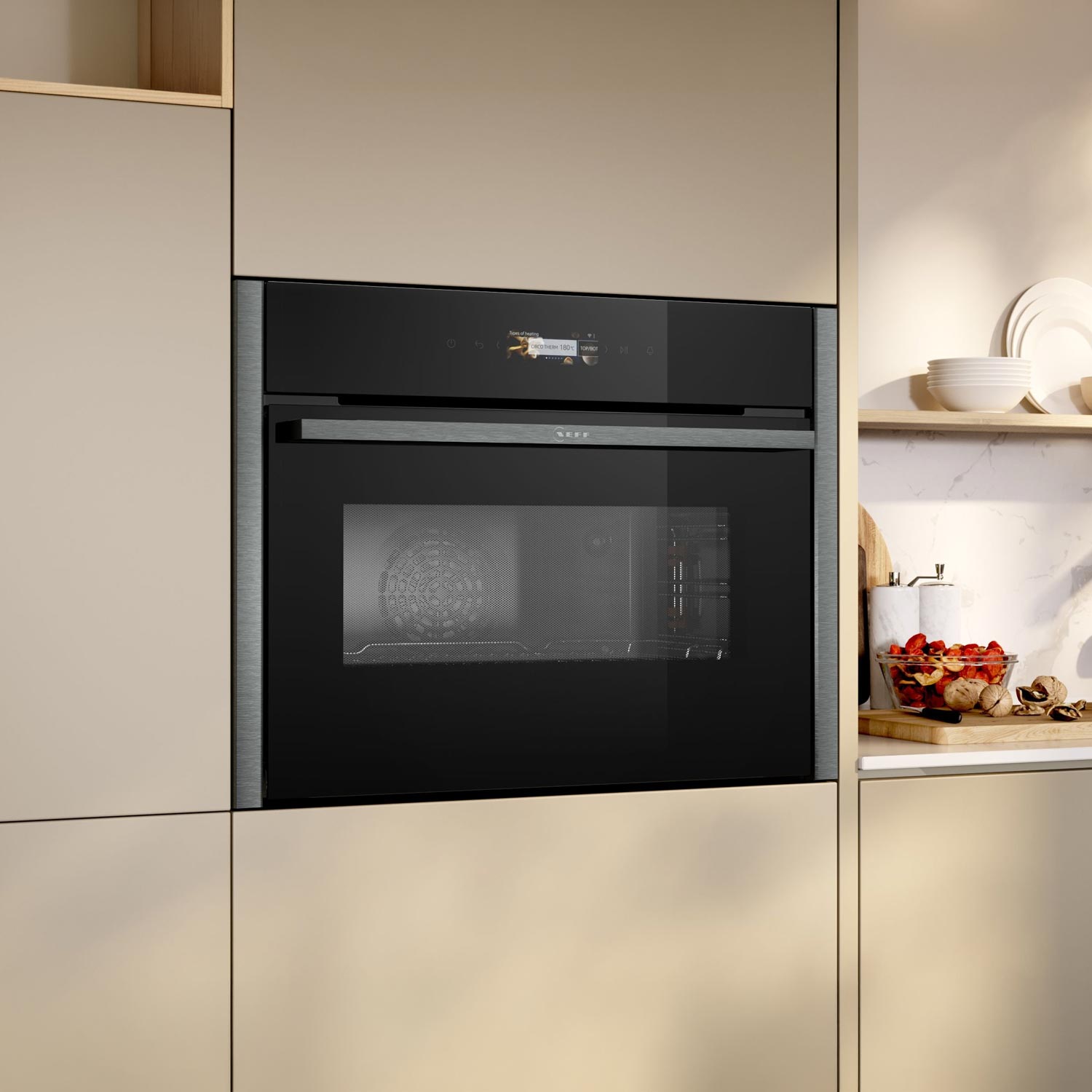 Neff C24MR21G0B Built In Electric Compact Oven, Grill & Microwave, 45cm High, Graphite